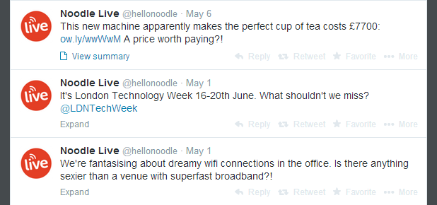 Noodle Live Tweets from twitter hellonoodle